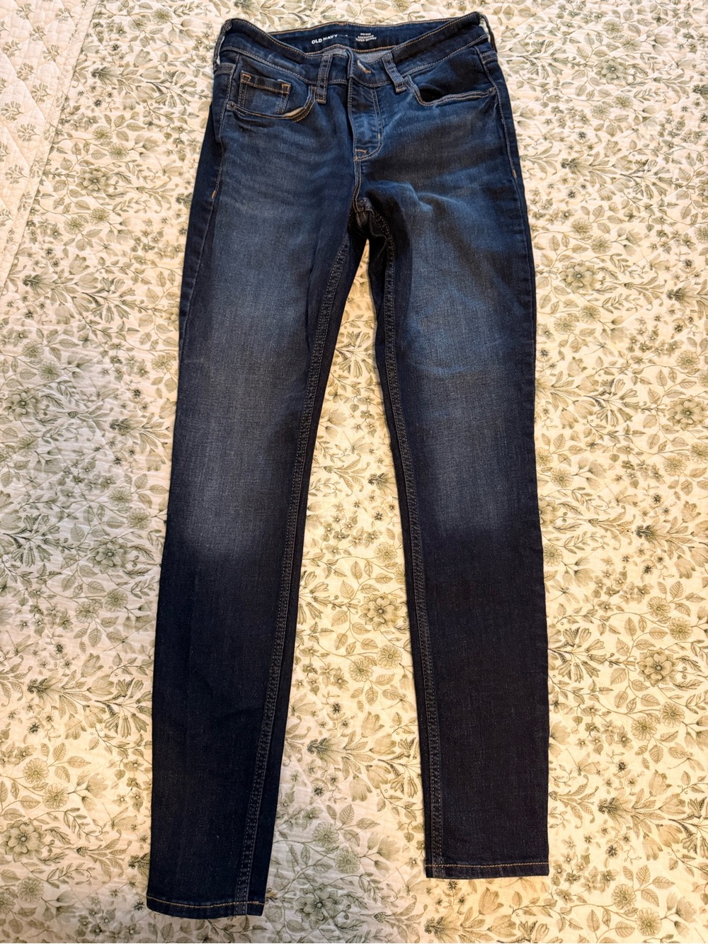 Old Navy Dark Blue Mid-Rise Rockstar Super Skinny Jeans
